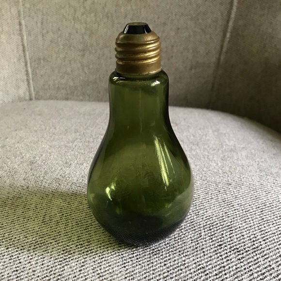 Vintage 1970s Green Lightbulb Art Glass Jar